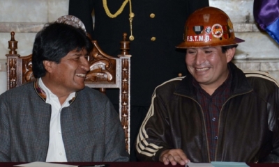 El presidente Evo Morales y el exdirigente de la COB, Juan Carlos Trujillo, en una foto de archivo. Foto: ABI