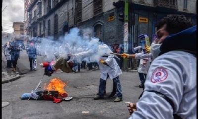 Los incidentes se registraron después del medio día en cercanías ala plaza Murillo. 
