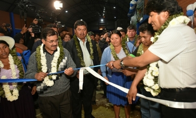 El presidente Evo Morales inagura la ampliacion del mercado de la coca en Sacaba departamento de Cochabamba/Foto. ABI