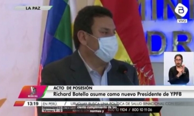 Richard Botello como el nuevo presidente interino de Yacimientos Petrolíferos Fiscales Bolivianos (YPFB). 